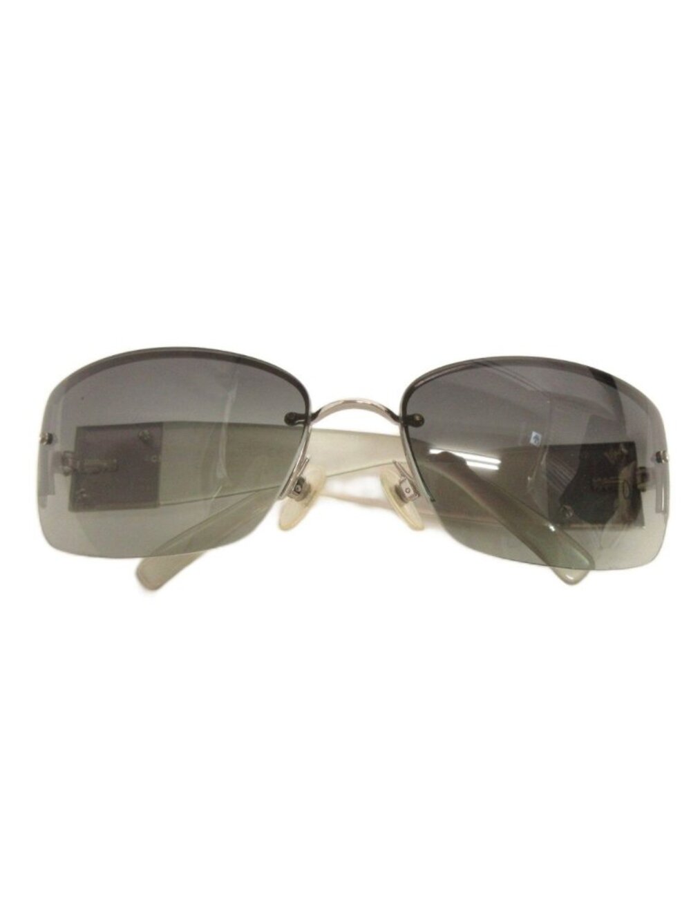 Chanel Sunglasses Half Rim Acetate CC Logo Rhinestone Decoration Clear Black